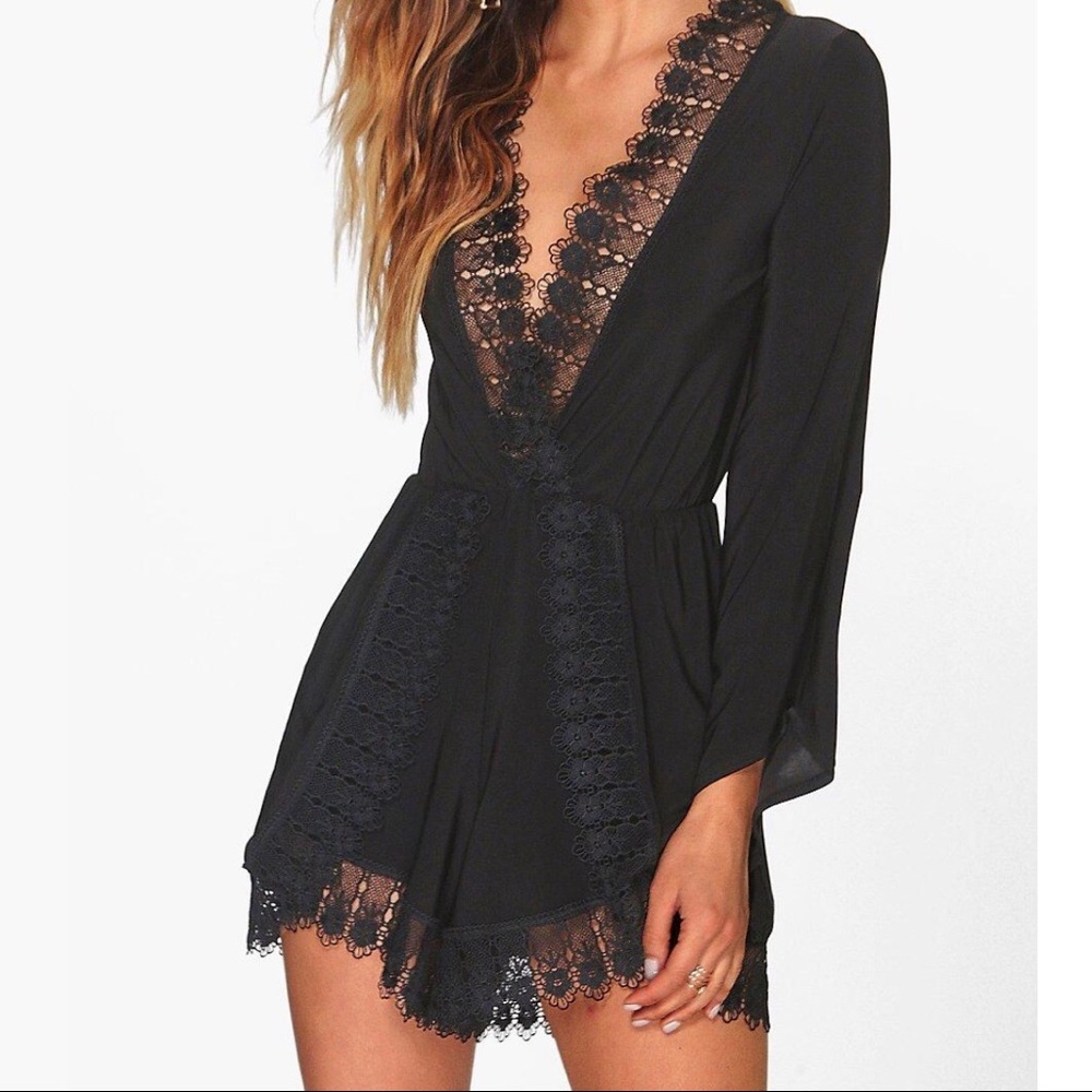 Boohoo black playsuit